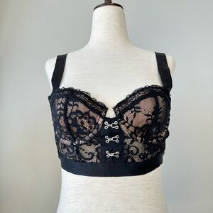 Adore Me Corset Nude with Black Lace Overlay Bra - 32C